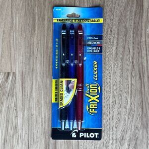 Pilot FriXion Clicker Erasable Gel Ink Retractable Pen Assorted Ink 0.7mm 3 Pack